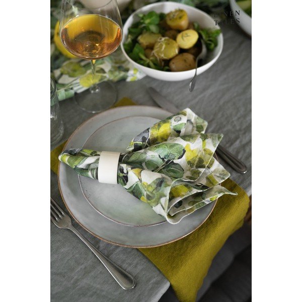 Zielone tekstylne podkładki zestaw 4 szt. Lotus – Linen Tales-image-1