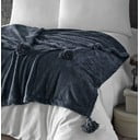 Antracytowa narzuta z mikropluszu na łóżko dwuosobowe 200x220 cm Puffy – Mijolnir