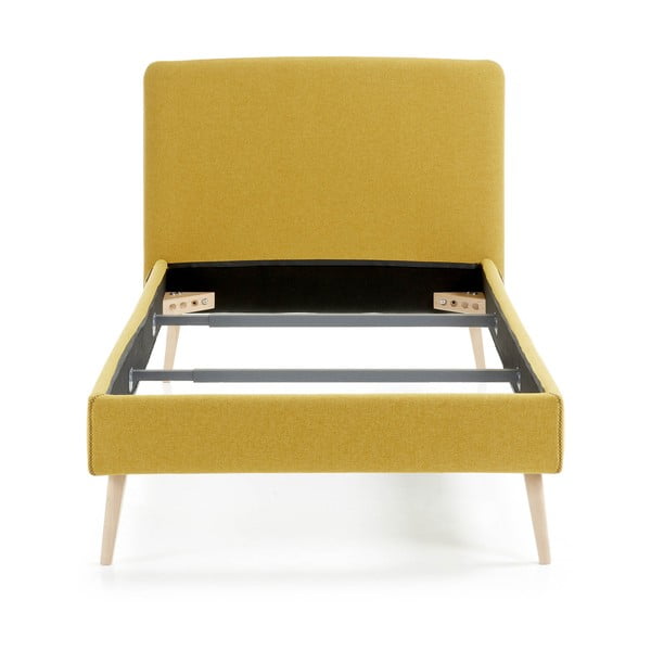 Żółte tapicerowane łóżko Kave Home Lydia, 90 x190 cm-image-2