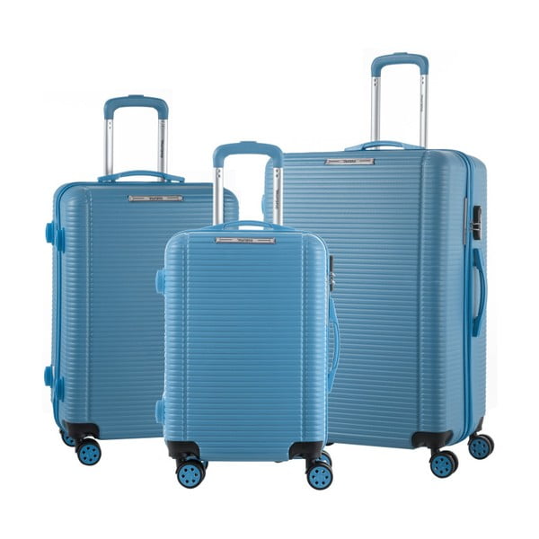 Zestaw 3 niebieskich walizek na kółkach Murano Vivienne