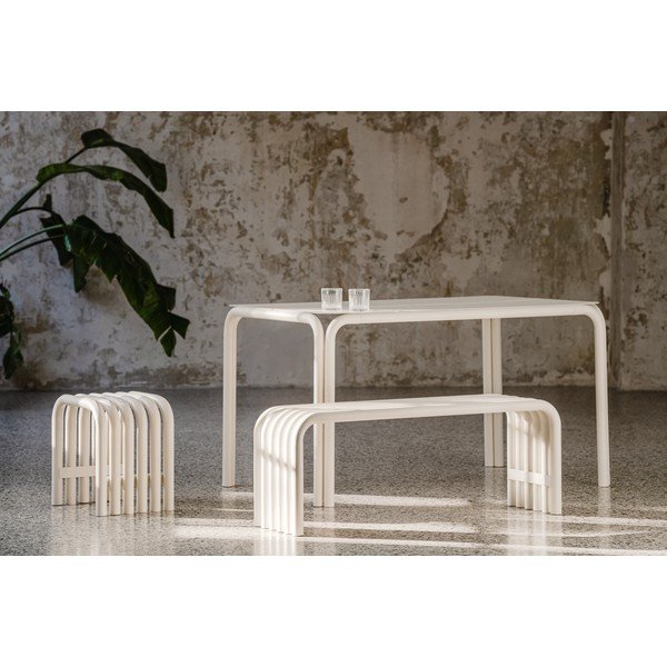 Beżowa metalowa ławka ogrodowa Nokk – noo.ma-image-1