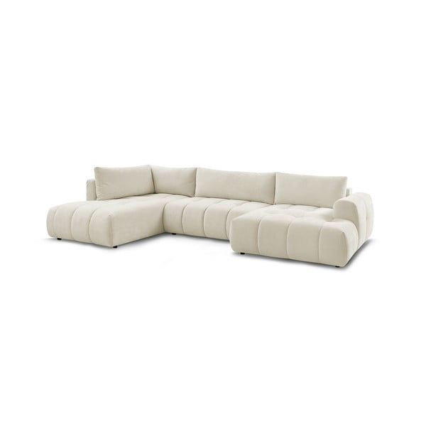 Beżowy rozkładany/ze schowkiem narożnik (lewostronny/w kształcie litery U) Fuji – Bobochic Paris-image-3