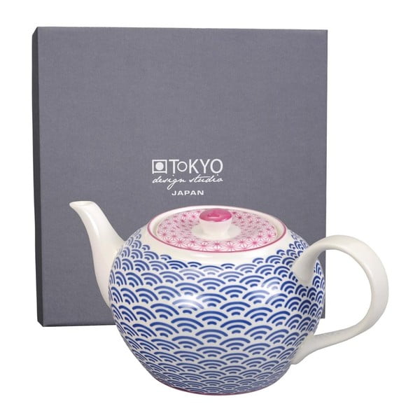Niebiesko-różowy porcelanowy dzbanek do herbaty Tokyo Design Studio Wave