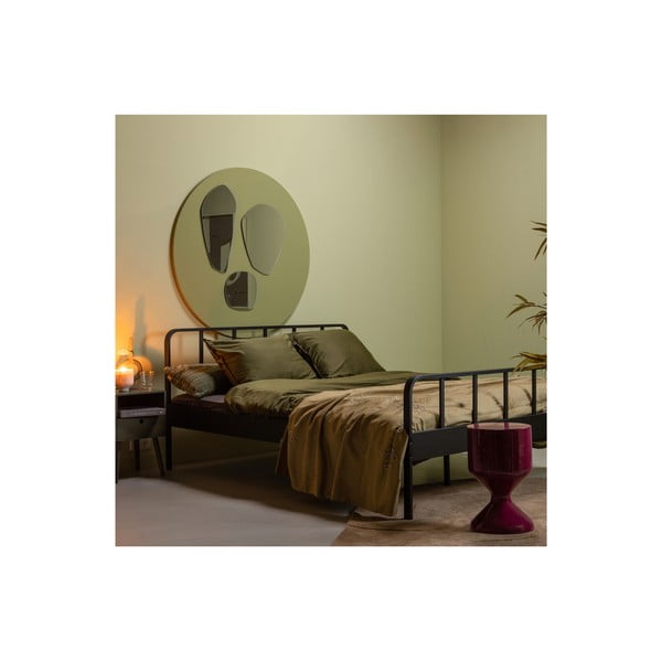 Czarne metalowe łóżko dwuosobowe ze stelażem 160x200 cm Mees – WOOOD-image-1