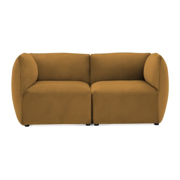 Musztardowa 2-osobowa sofa modułowa Vivonita Velvet Cube