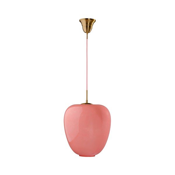 Różowa/w kolorze mosiądzu szklana lampa wisząca ze ściemniaczem ø 35 cm Artut – Jotex
