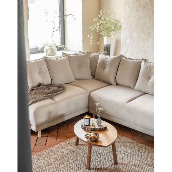 Beżowy sztruksowy rozkładany narożnik (lewostronny) Lazy Lukka – Miuform-image-4