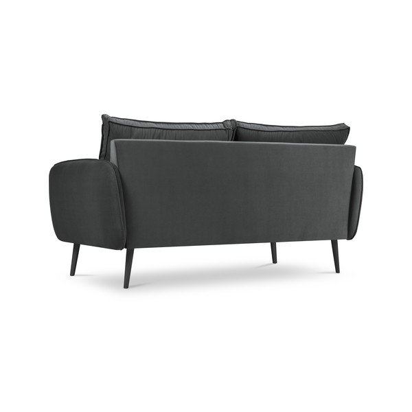 Ciemnoszara aksamitna sofa z czarnymi nogami Kooko Home Lento, 158 cm-image-3