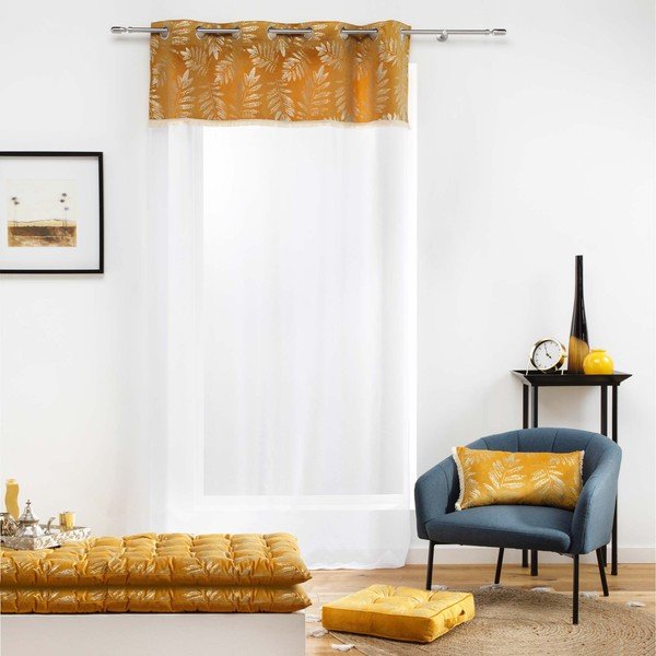 Biało-żółta firanka z woalu 140x280 cm Adelor – douceur d'intérieur-image-1