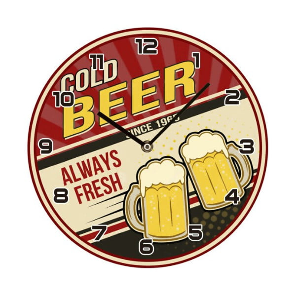 Szklany zegar Cold Beer, 30 cm