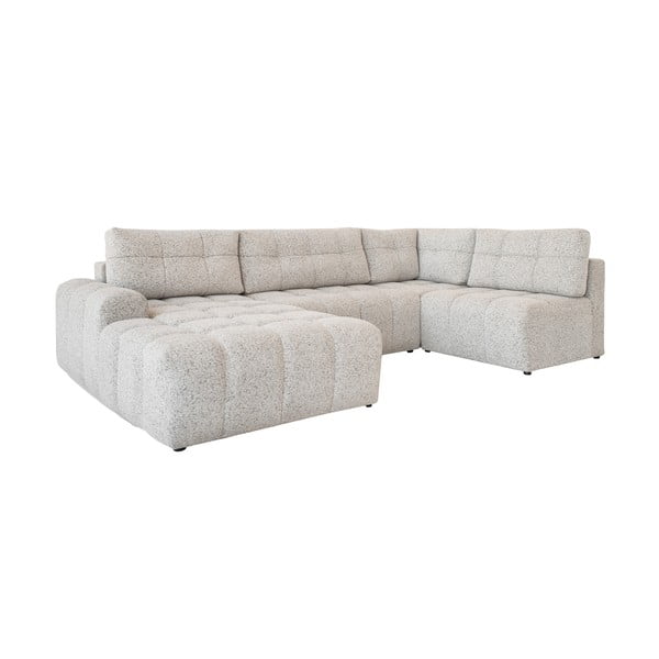 Beżowy rozkładany narożnik modułowy ze schowkiem (prawostronny) Lulu – Miuform