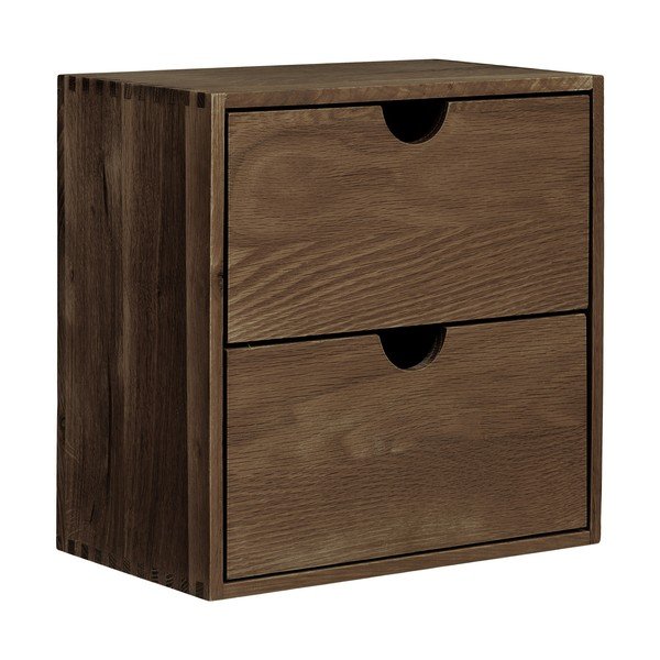 Ciemnobrązowa wielopoziomowa półka z litego drewna dębowego 30 cm Townsville – House Nordic