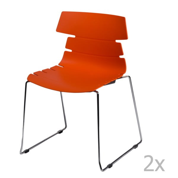 Zestaw 2 pomarańczowych krzeseł D2 Techno