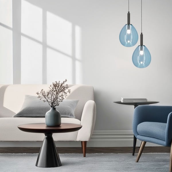 Niebieska lampa wisząca LED ze szklanym kloszem Lukka – Candellux Lighting-image-1