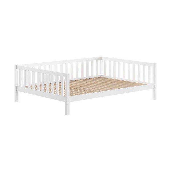 Białe łóżko dziecięce z litego drewna sosnowego z wysuwanym łóżkiem ze schowkiem ze stelażem 140x200 cm Dallas – Vipack-image-3
