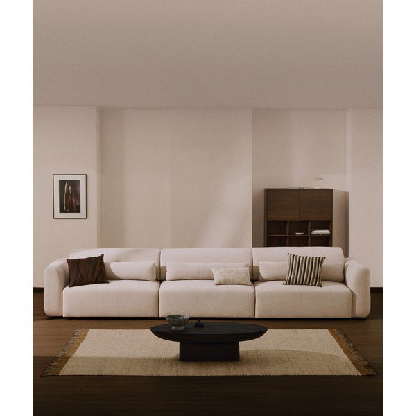 Beżowa częściowo rozkładana sofa z tkaniny szenilowej z szezlongiem 410 cm Lares – Kave Home-image-1
