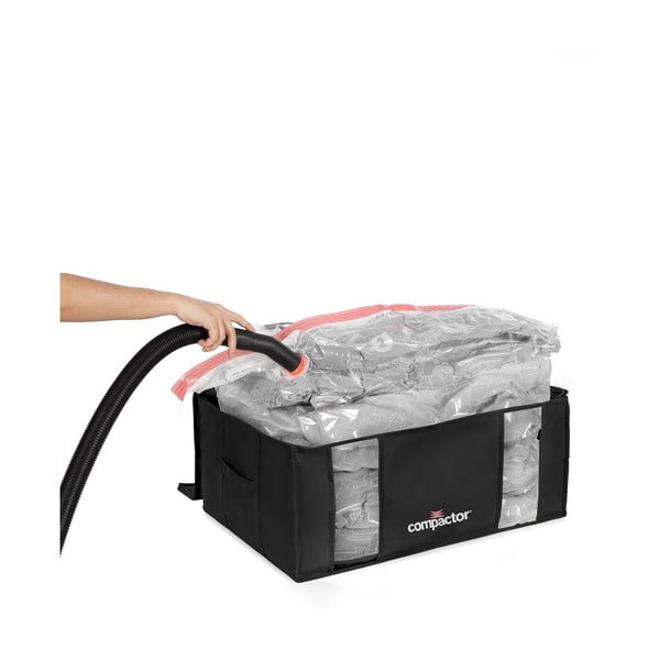 Tekstylne pojemniki do przechowywania ubrań zestaw 2 szt. próżniowe/usztywniane 65x45x27 cm Black Edition – Compactor-image-4