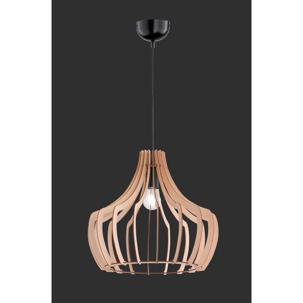 Jasnobrązowa lampa wisząca z drewna i metalu Reality Wood, wys. 150 cm-image-1