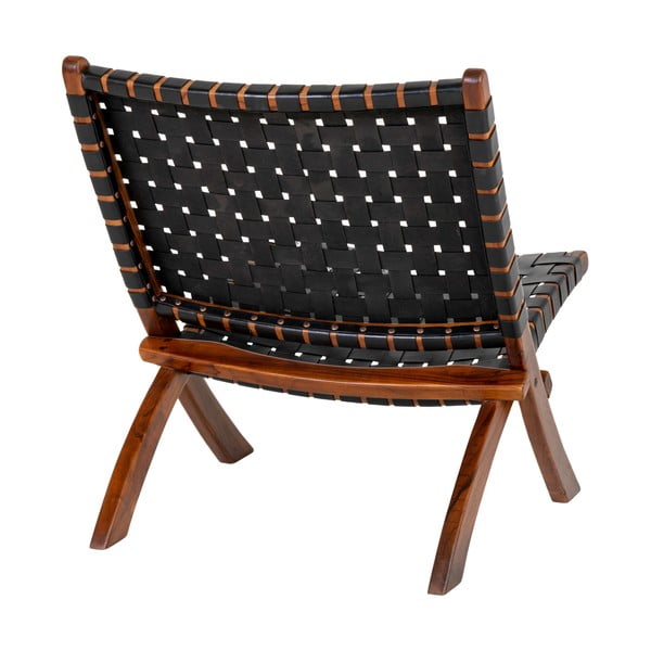 Czarny fotel skórzany z plecionką Perugia – House Nordic-image-4