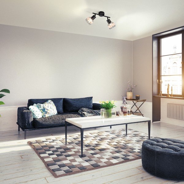 Czarna lampa sufitowa z metalowo-rattanowym kloszem 10x28 cm Straw – Fischer & Honsel-image-1