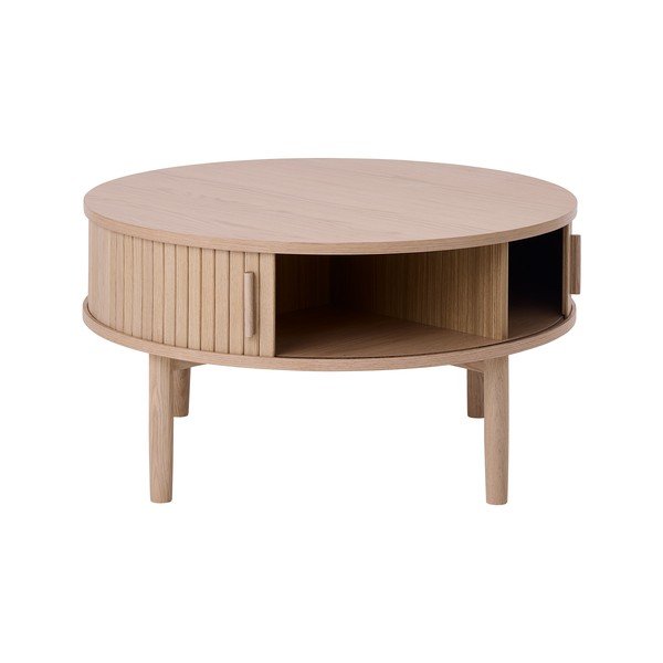 Okrągły stolik w dekorze dębu w jasnym naturalnym kolorze ø 85 cm Meta – Unique Furniture-image-2