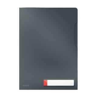 Szary folder z kieszonką na etykietę Leitz Cosy, A4