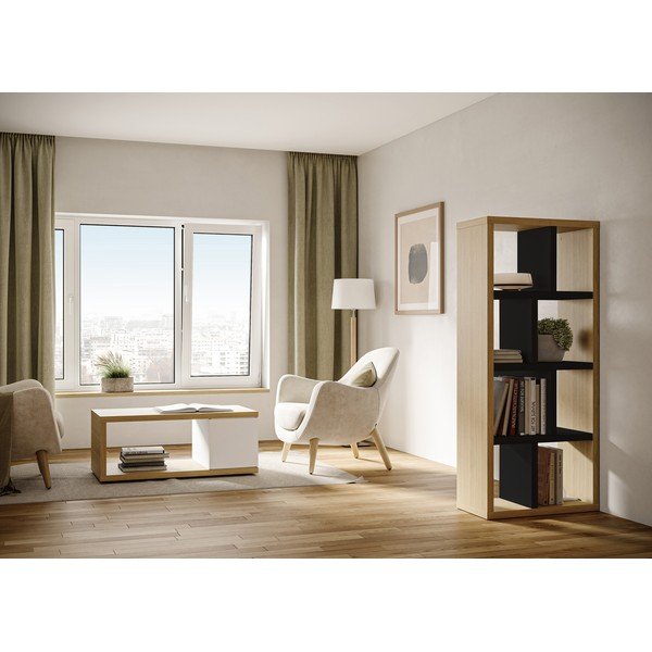 Czarny regał w dekorze dębu 70x159 cm Berlin – TemaHome-image-1