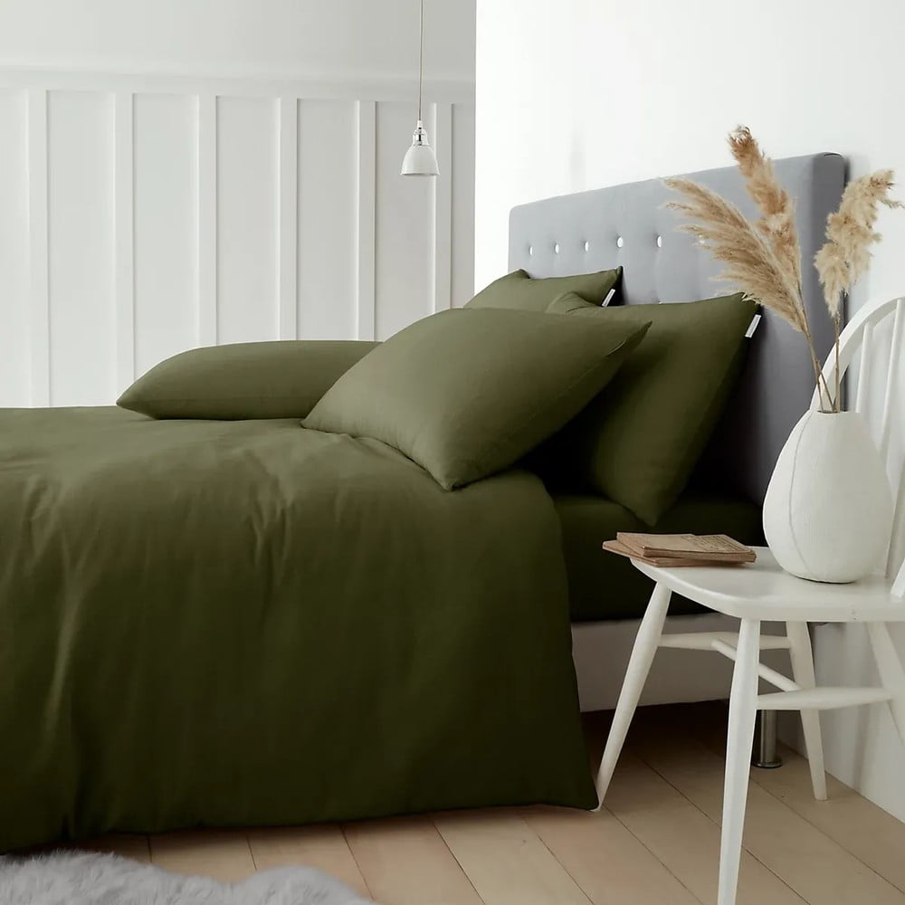 Flanelowa pościel dwuosobowa w kolorze khaki 230x220 cm Brushed – Catherine Lansfield
