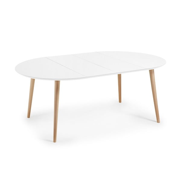 Biały rozkładany stół z białym blatem ø 120 cm Oqui – Kave Home-image-4