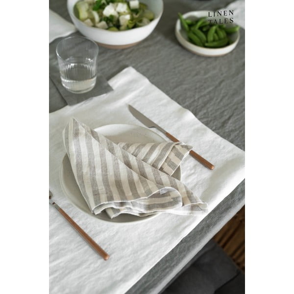 Lniana ścierka 45x65 cm Natural White Stripes – Linen Tales-image-1