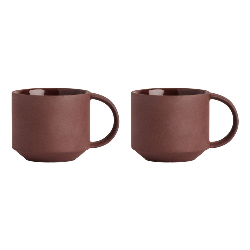 Kubki zestaw 2 szt. z terakoty w kolorze terakoty Yuka – OYOY Living Design