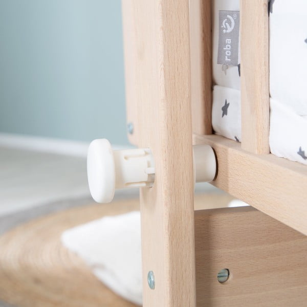 Kołyska z litego drewna bukowego na kółkach/z baldachimem 40x90 cm w naturalnym kolorze – Roba-image-3