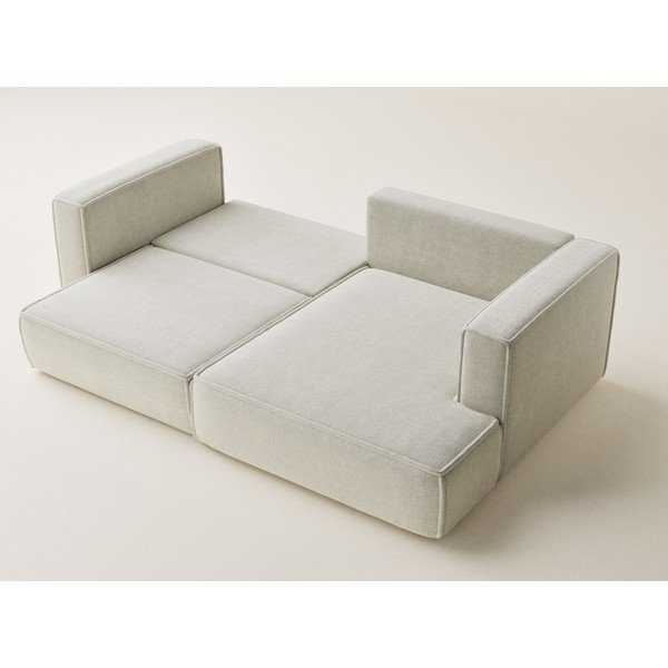 Kremowy rozkładany/ze schowkiem narożnik z tkaniny szenilowej (prawostronny/z szezlongiem) Velto – Maison de Rêve-image-3