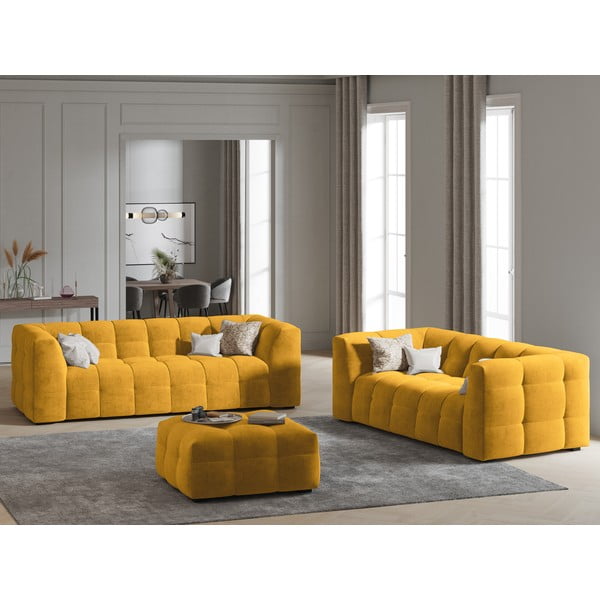 Żółty aksamitny puf Windsor & Co Sofas Vesta-image-1