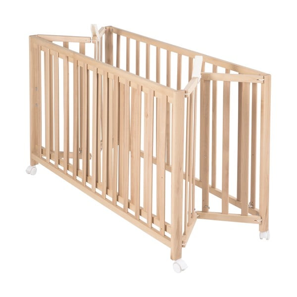 Naturalne łóżeczko na kółkach 60x120 cm Fold up – Roba-image-2