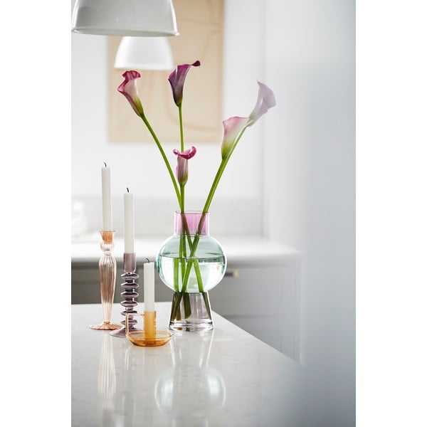 Różowy szklany świecznik Bahne & CO-image-1