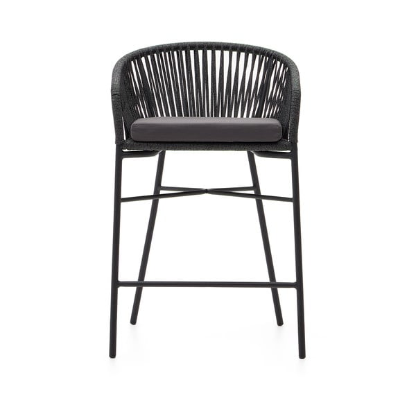 Czarny metalowy/tapicerowany hoker ogrodowy Yanet – Kave Home-image-3