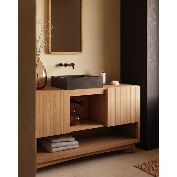 Niska szafka pod umywalkę z litego drewna tekowego 140x80 cm Kuveni – Kave Home-image-1