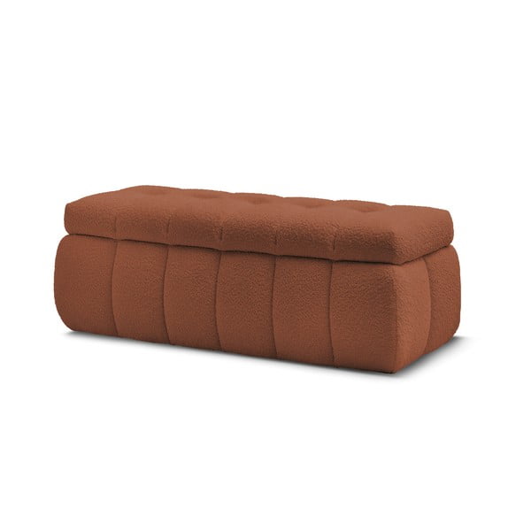 Ceglasta  ławka z materiału bouclé Mont Blanc – Bobochic Paris