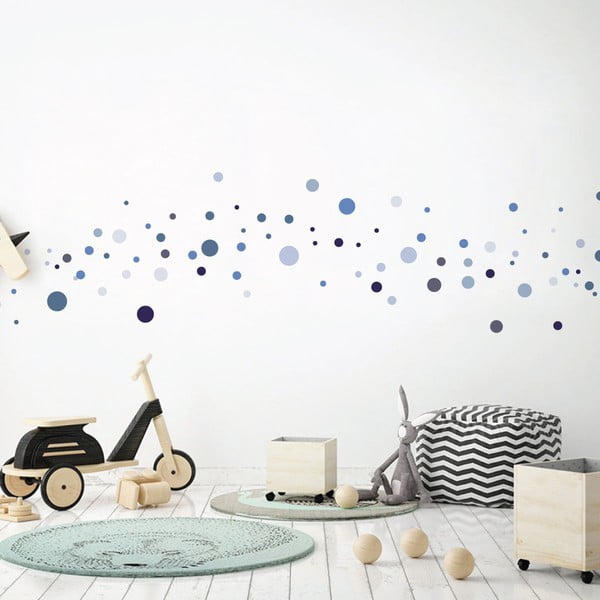 Zestaw 100 niebieskich naklejek ściennych Ambiance Round Stickers-image-1