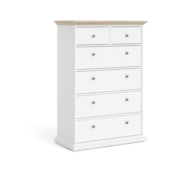 Biała komoda z detalami w dekorze dębu Tvilum Paris, 96 x 140 cm-image-3