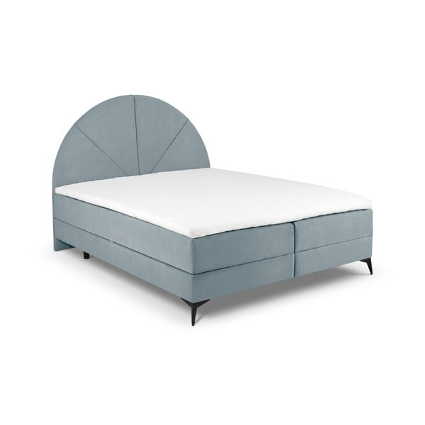 Jasnoniebieskie łóżko boxspring ze schowkiem 180x200 cm Sunset – Cosmopolitan Design