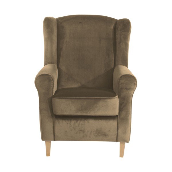 Brązowy fotel uszak Max Winzer Lorris Velour Sahara-image-2