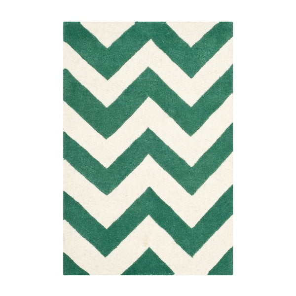 Zielony dywan wełniany Safavieh Crosby, 91x60 cm
