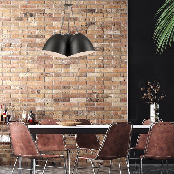 Czarna lampa wisząca z metalowym kloszem − LAMKUR-image-2