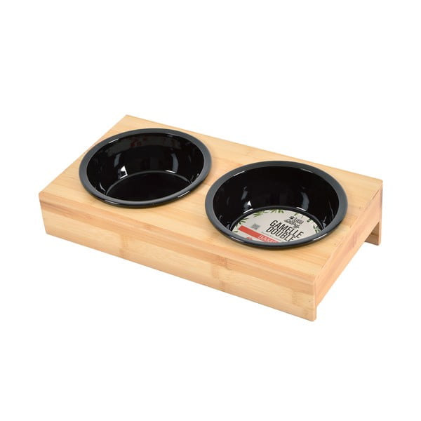 Bambusowy zestaw misek ze stojakiem dla psów ø 16 cm – Love Story-image-2