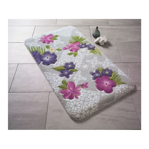 Fioletowy dywanik łazienkowy we wzory Confetti Bathmats Tropical, 80x140 cm