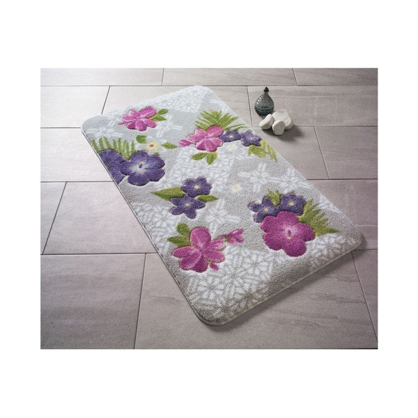 Fioletowy dywanik łazienkowy we wzory Confetti Bathmats Tropical, 80x140 cm