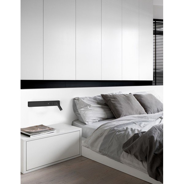 Metalowy kinkiet LED z elastyczną konstrukcją/z portem USB w kolorze matowej czerni Vida – Nova Luce-image-3
