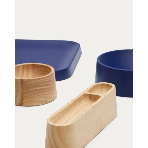 Ciemnoniebiesko-naturalne drewniane miski do serwowania zestaw 4 szt. Bletz – Kave Home-image-3